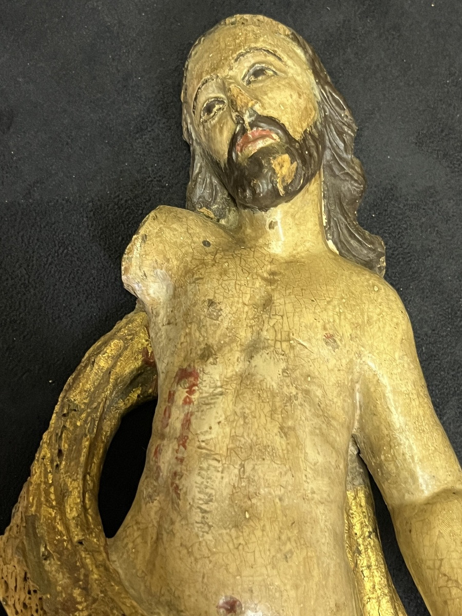 Christ bois polychrome 17 ème-photo-3