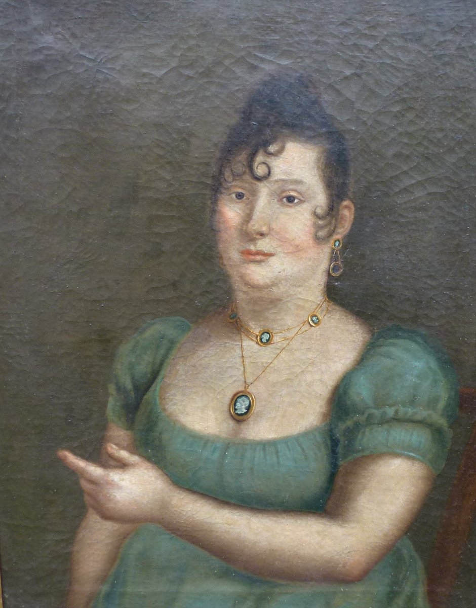 Portrait De Femme Epoque Ier Empire Ecole Italienne Du XIXème Siècle Huile/toile-photo-3