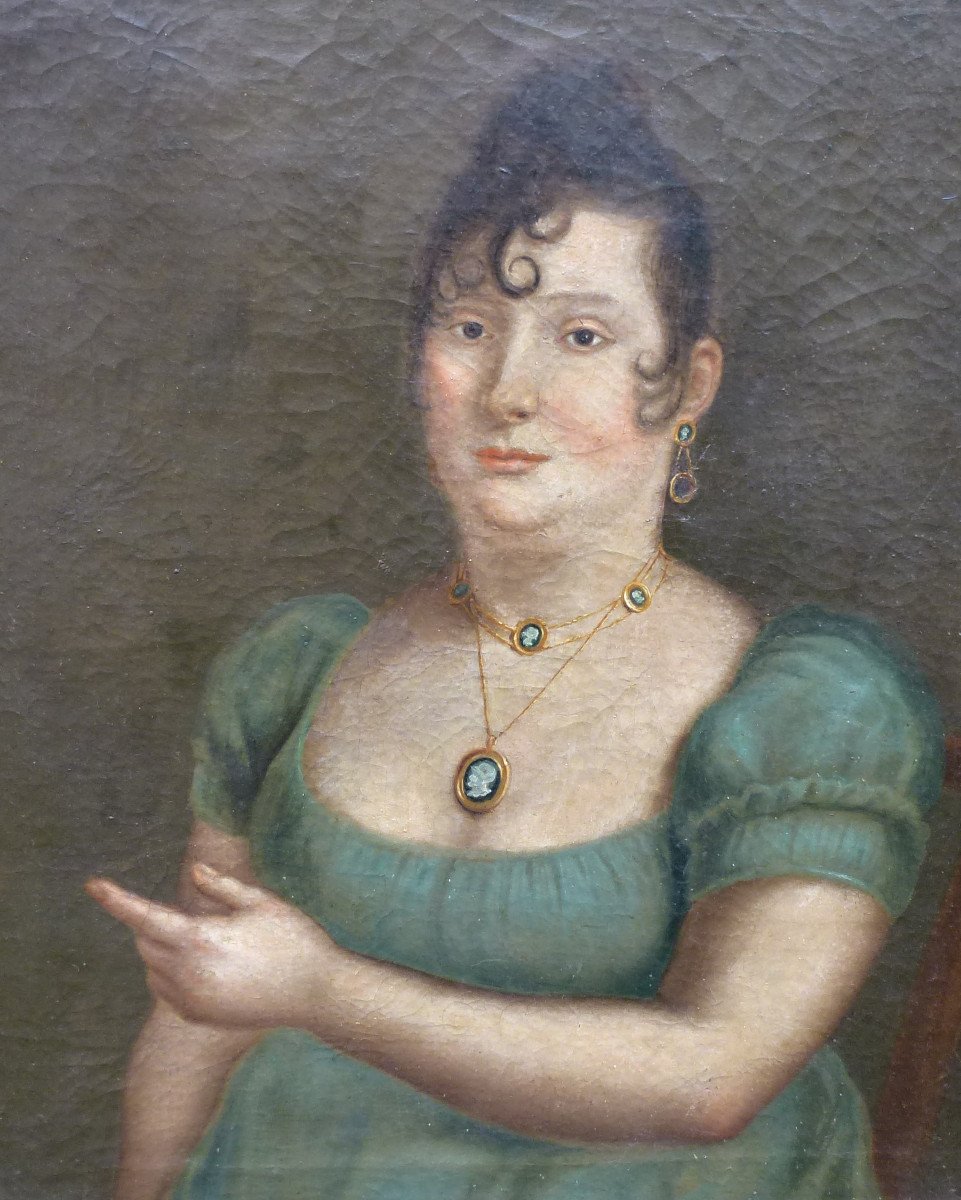 Portrait De Femme Epoque Ier Empire Ecole Italienne Du XIXème Siècle Huile/toile-photo-4