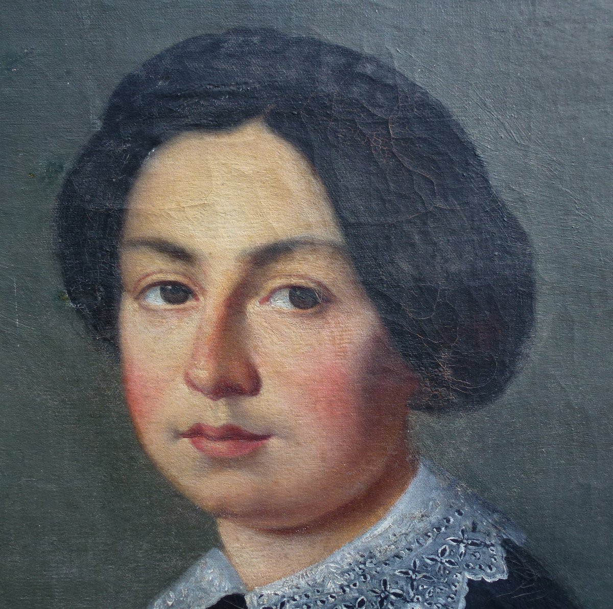 Portrait De Femme à Le Peinture Ecole Française Du XIXème Siècle Huile/toile-photo-5