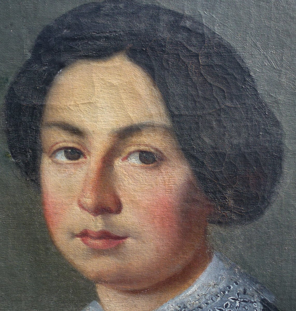 Portrait De Femme à Le Peinture Ecole Française Du XIXème Siècle Huile/toile-photo-6