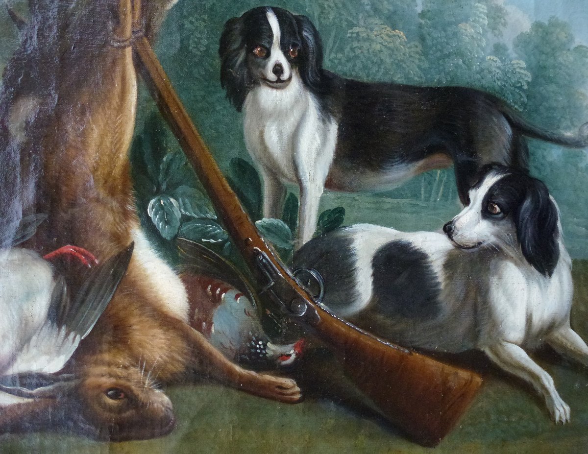 Tableau Scène De Chasse Panneau De Boiserie Huile/toile XVIIIème Siècle-photo-4