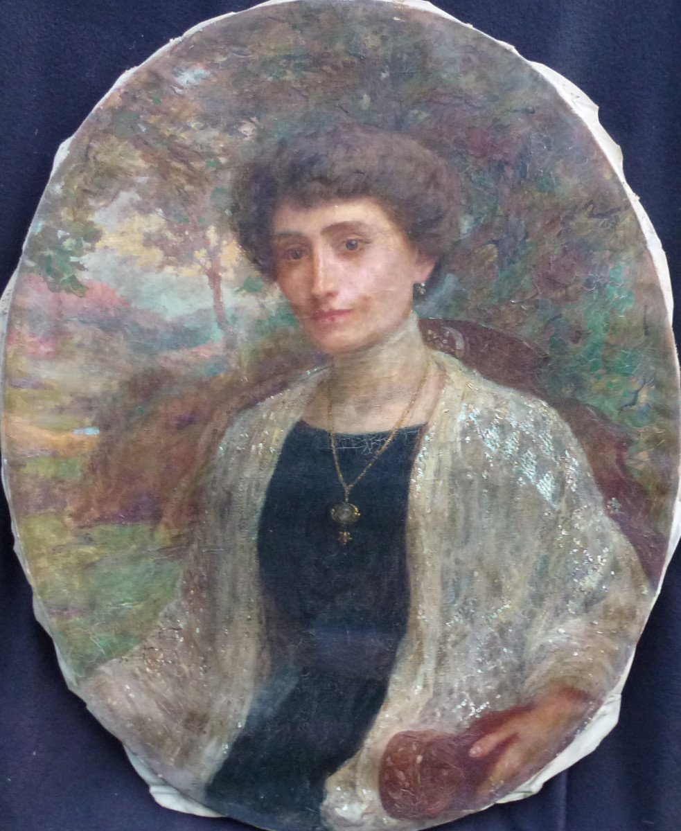 Albert Charpentier Portrait De Femme Huile/toile Début XXème Siècle 1912-photo-2