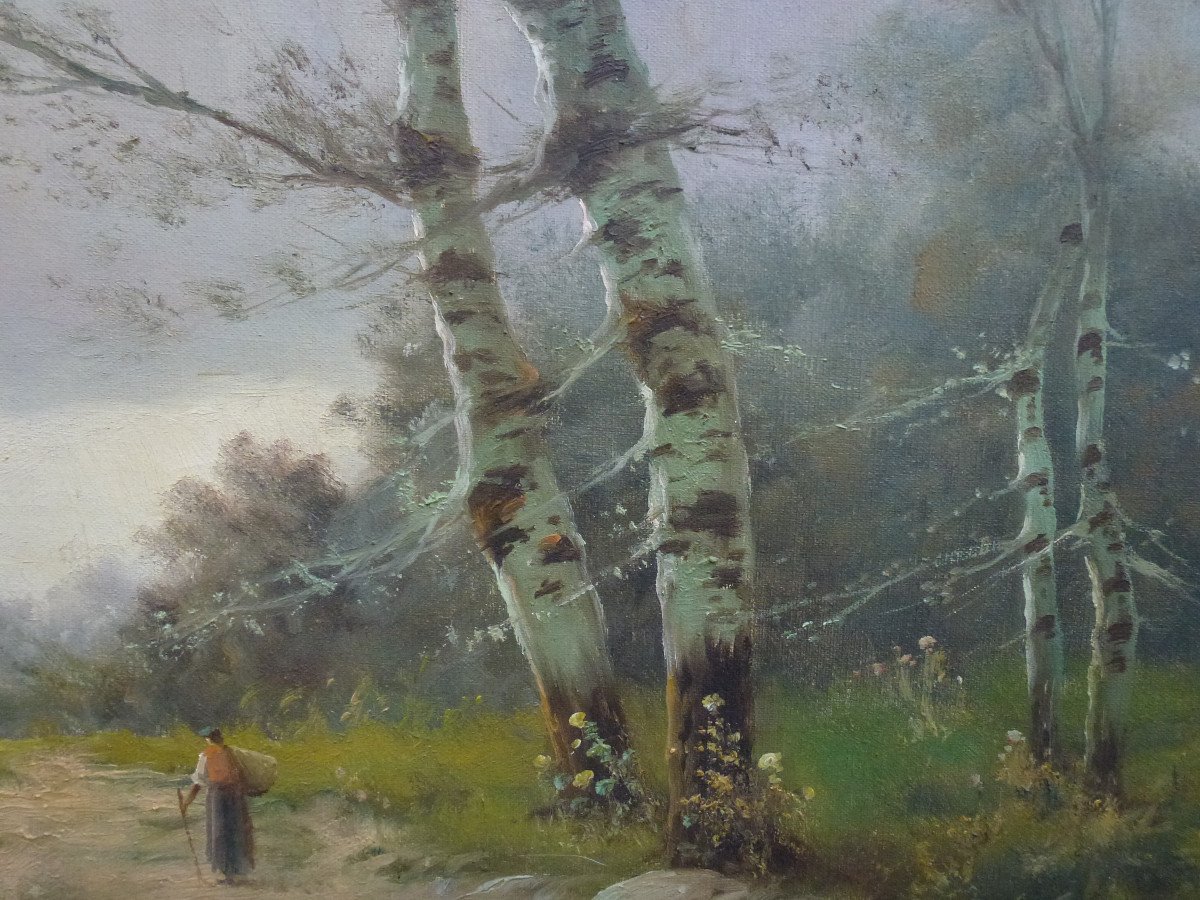 J. Esteve Tableau Paysage Maison Au Bord De l'Etang Huile/toile Du XIXème Siècle-photo-4