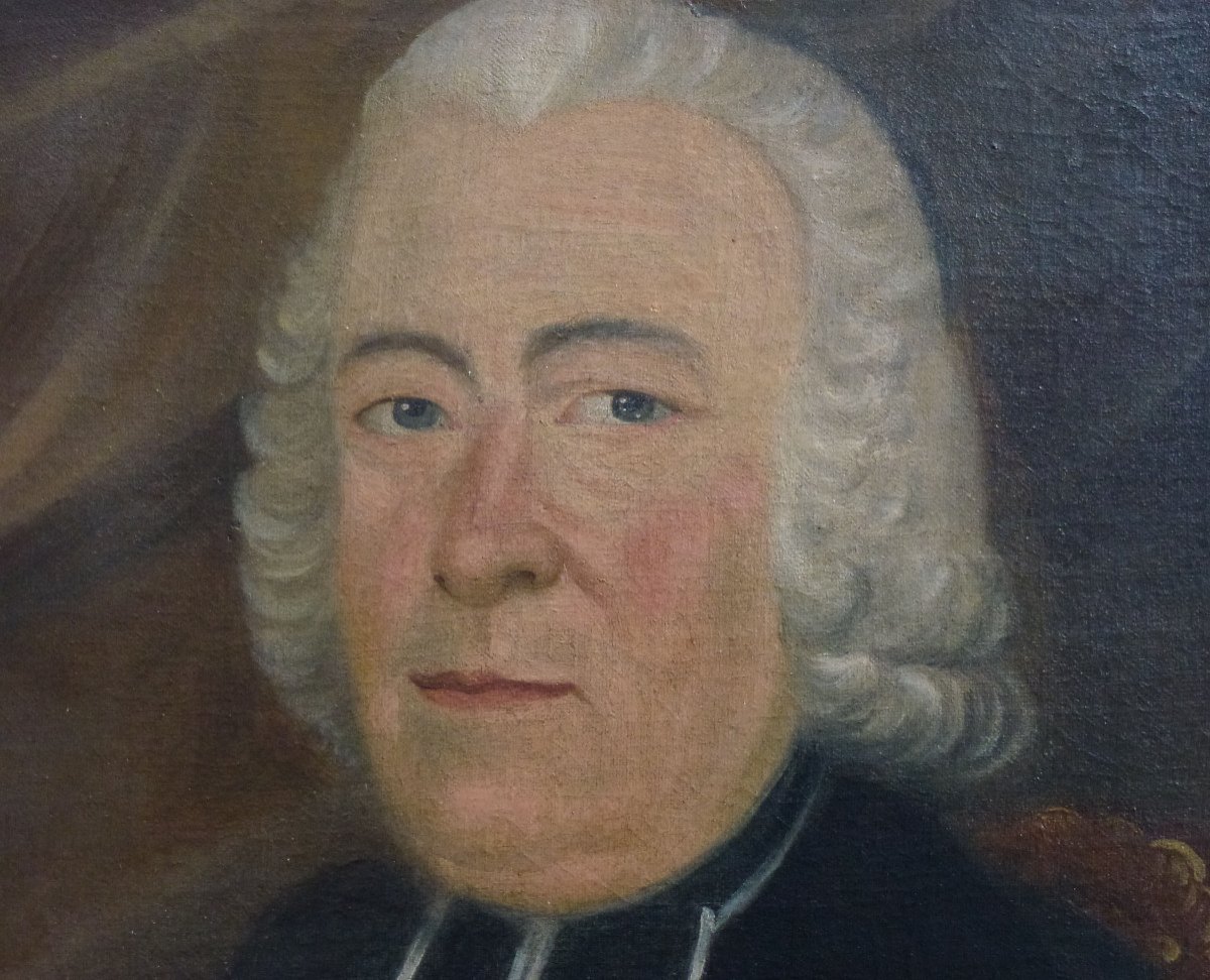 Portrait Of Man Ghiberge Curé De Blou Oil / Canvas Eighteenth Century-photo-3