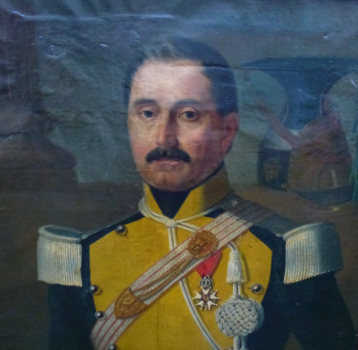 Portrait d'Homme Officier de régiment de lanciers sous Louis Philippe XIXème Siècle Huile/toile-photo-3
