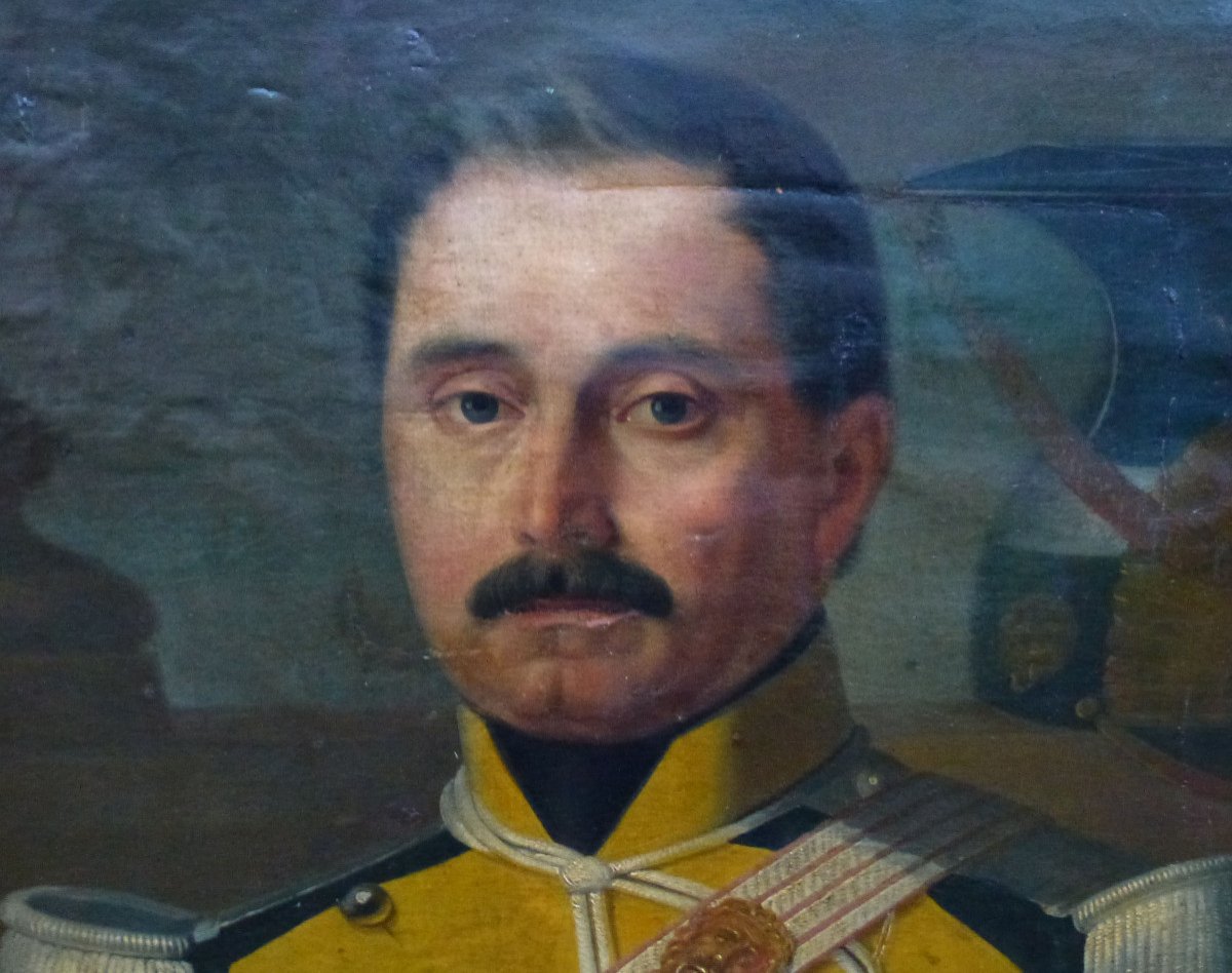 Portrait d'Homme Officier de régiment de lanciers sous Louis Philippe XIXème Siècle Huile/toile-photo-4