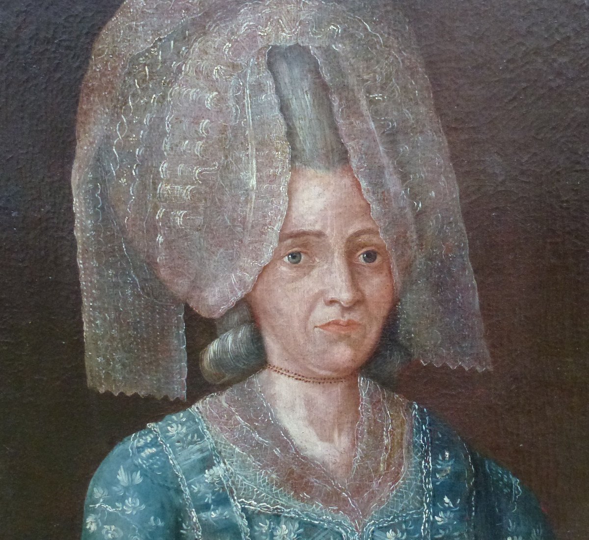 Portrait Of Woman With Headdress Louis XVI Period Oil / Canvas From The Eighteenth Century-photo-6