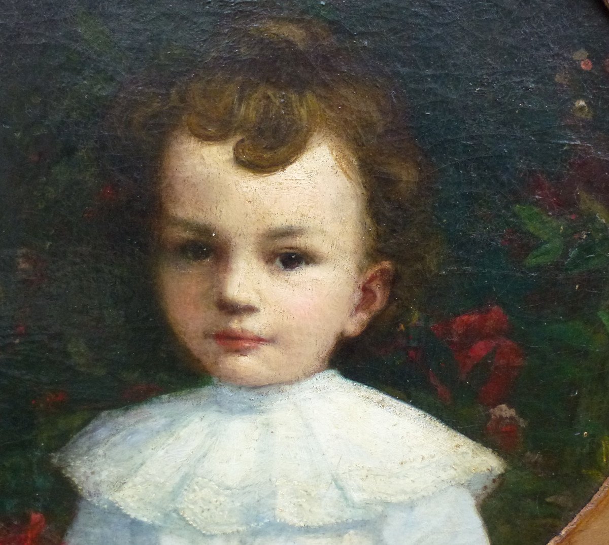 Portrait Of Young Boy Impressionist School Late Nineteenth Century Oil / Canvas-photo-2
