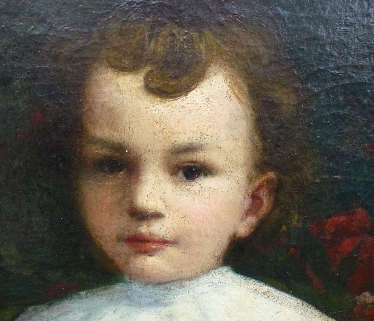 Portrait Of Young Boy Impressionist School Late Nineteenth Century Oil / Canvas-photo-3