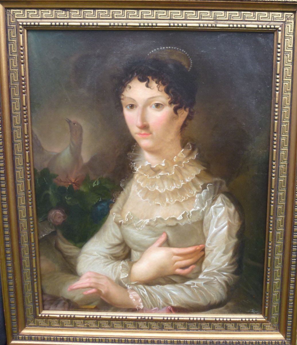 Portrait Of Woman Period I Empire French School XIXth Century Oil / Canvas-photo-3