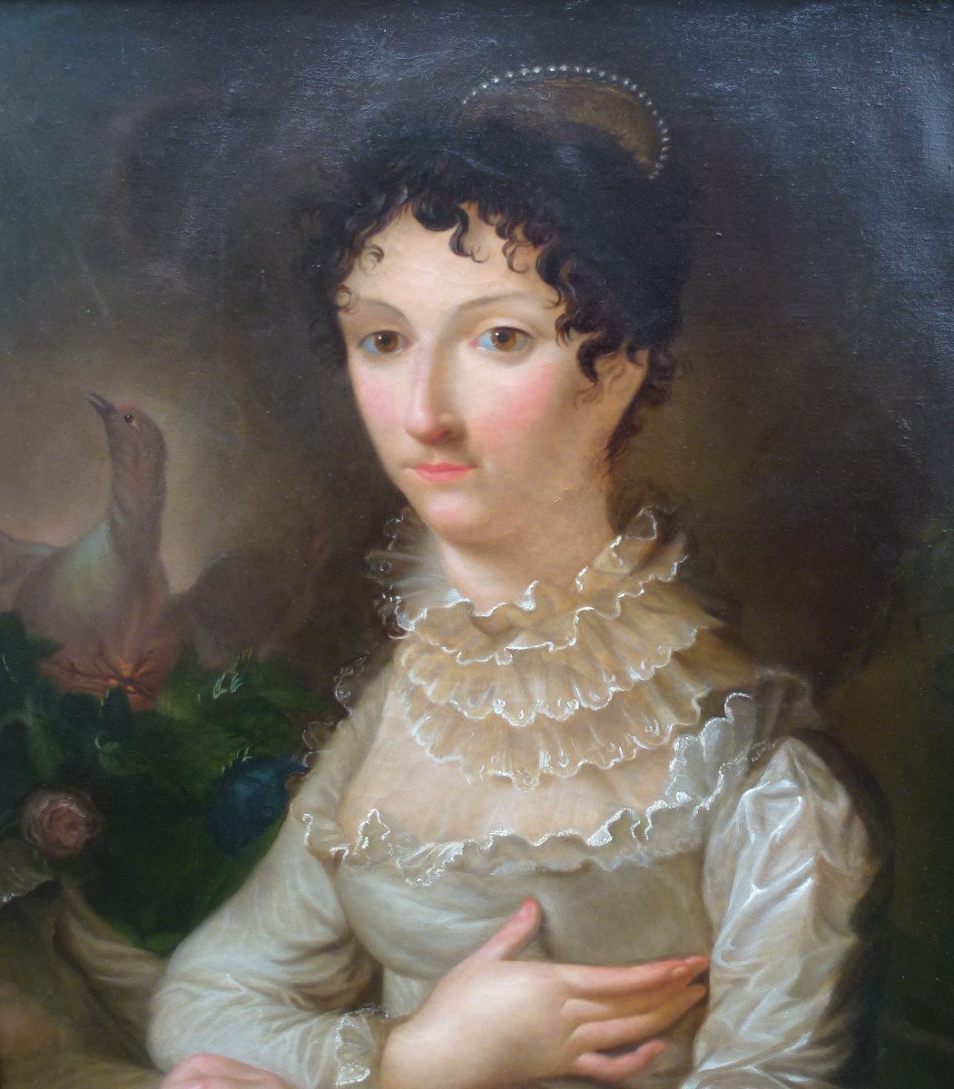 Portrait De Femme Epoque Ier Empire Ecole Française XIXème Siècle Huile/toile-photo-4