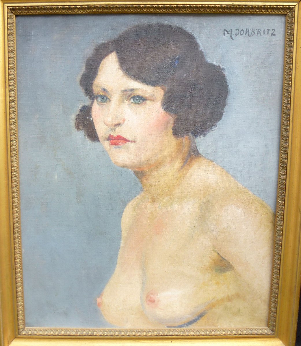 Marguerite Dorbritz Portrait Nu De Femme Huile/toile Du XXème Siècle Signé-photo-2