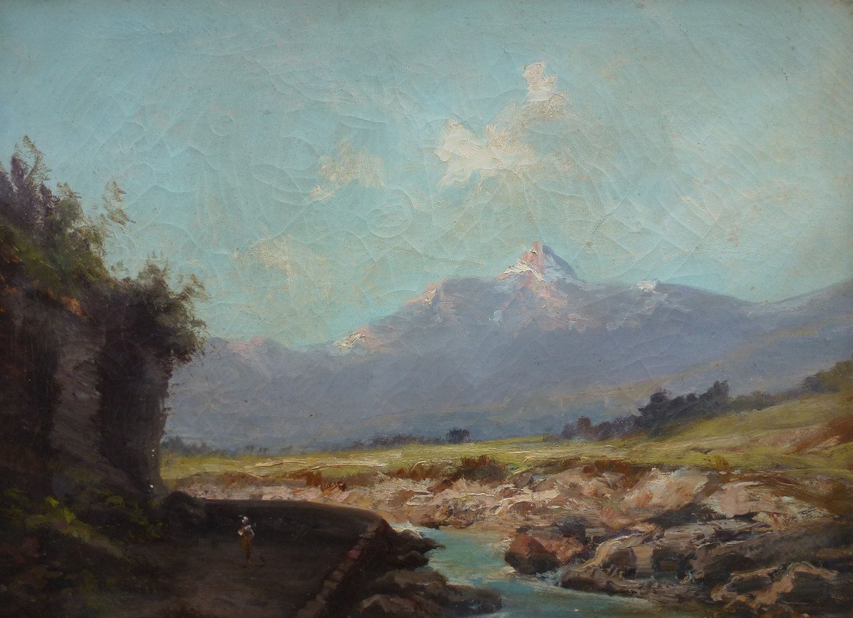 Emile Godchaux Paysage De Montagne Huile/toile Du XIXème Siècle-photo-4