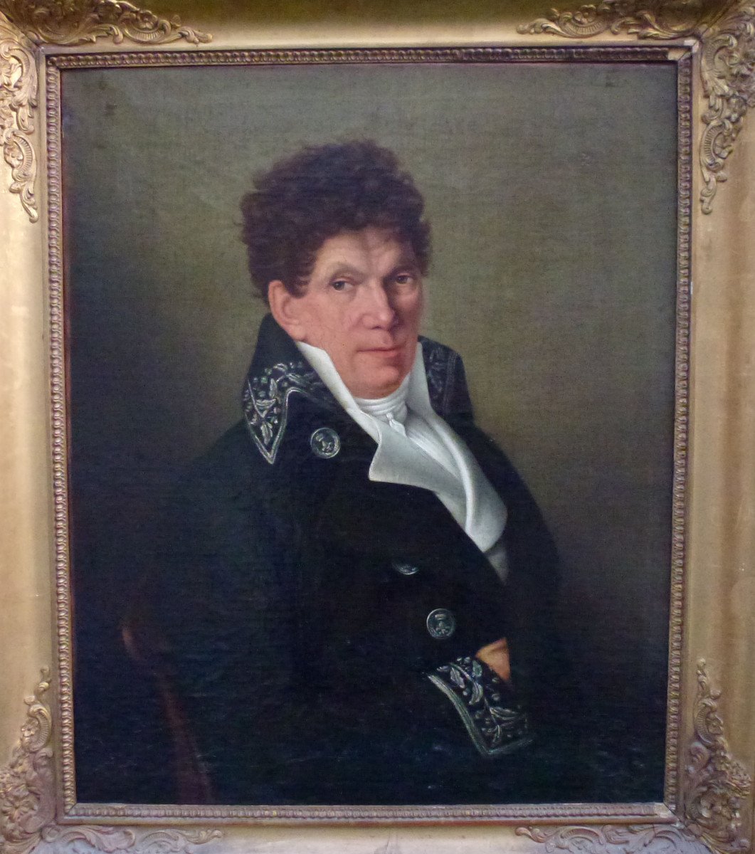 Portrait d'Homme Préfet Epoque Louis XVIII Huile/toile Début XIXème Siècle-photo-3
