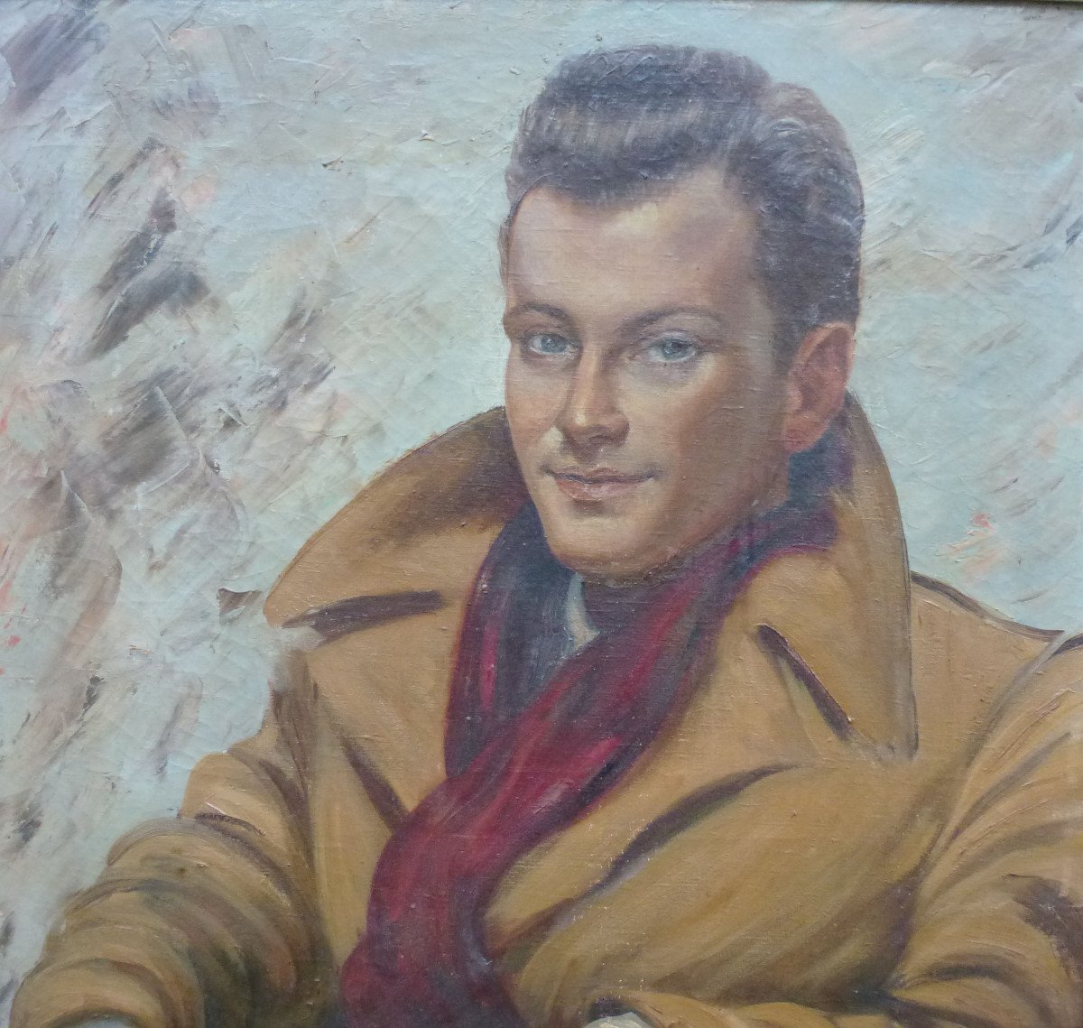 R. Dancourtportrait Of Man Oil On Canvas From The 20th Century Signed-photo-4