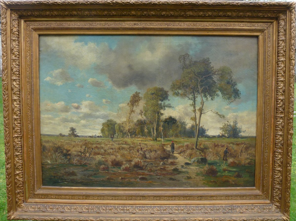 Jean Chiffony Large Country Landscape Oil / Canvas From The XIXth Century-photo-2