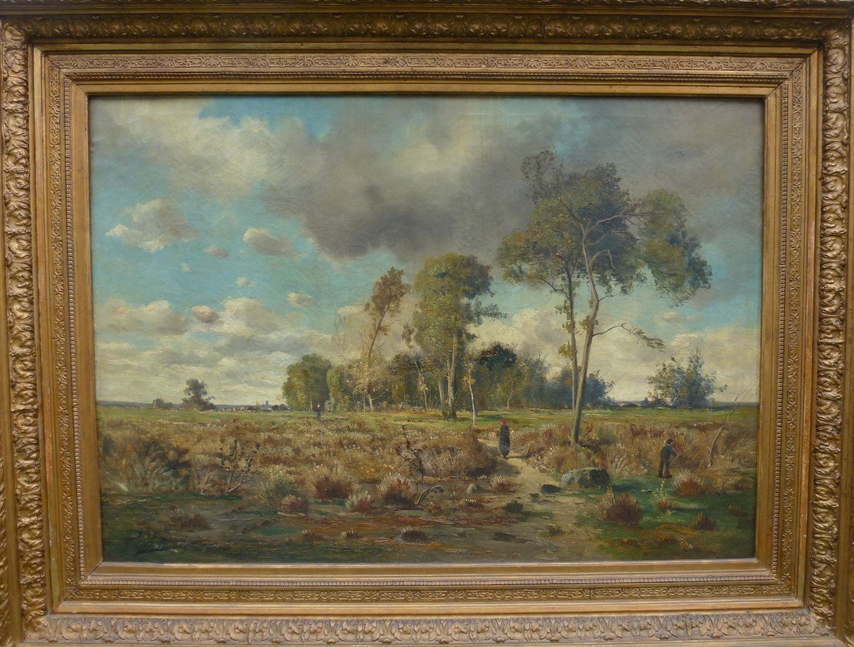 Jean Chiffony Large Country Landscape Oil / Canvas From The XIXth Century-photo-3