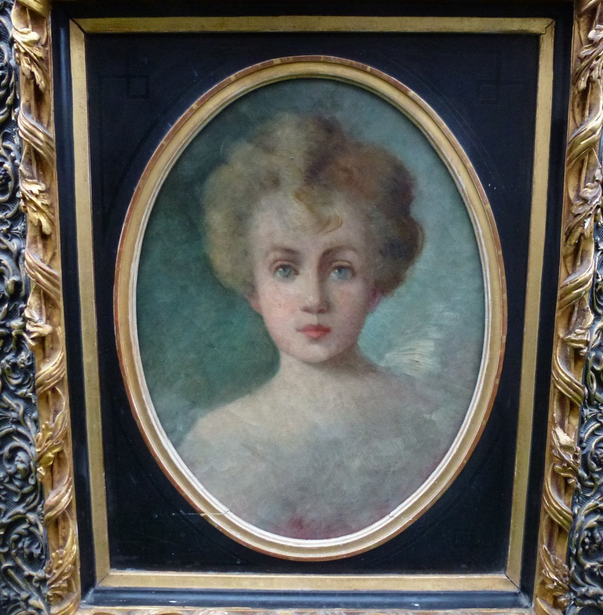 Portrait Of Young Woman French School Late Nineteenth Century Oil / Canvas-photo-3