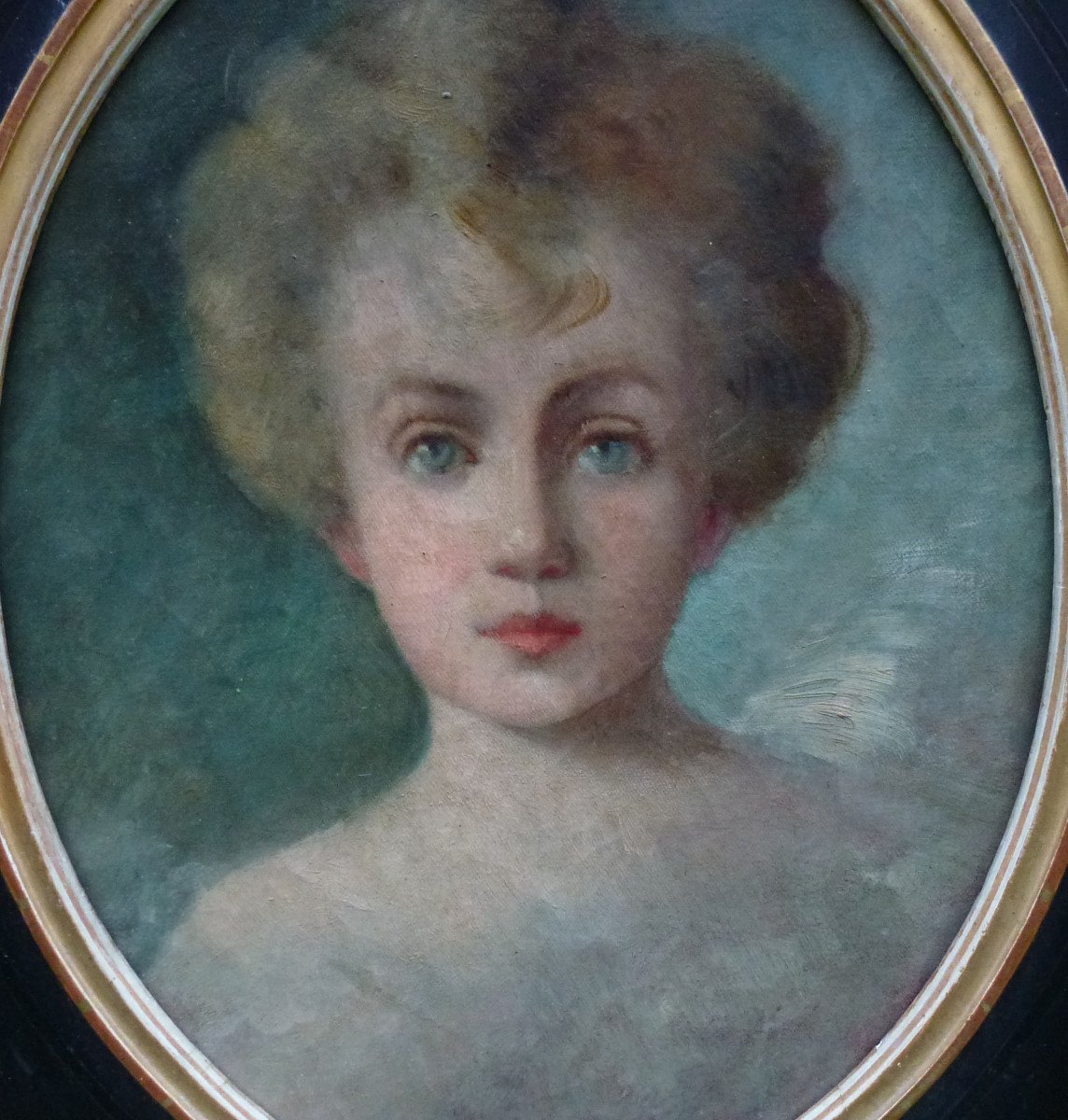 Portrait Of Young Woman French School Late Nineteenth Century Oil / Canvas-photo-1