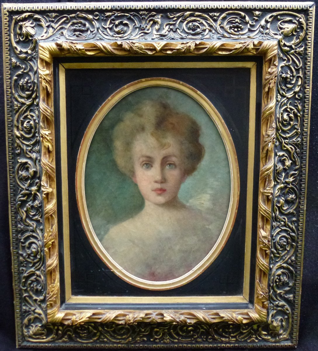 Portrait Of Young Woman French School Late Nineteenth Century Oil / Canvas