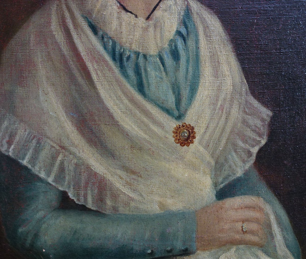 Portrait De Femme à La Coiffe Ecole Française Du XVIIIème Siècle Huile/toile-photo-4