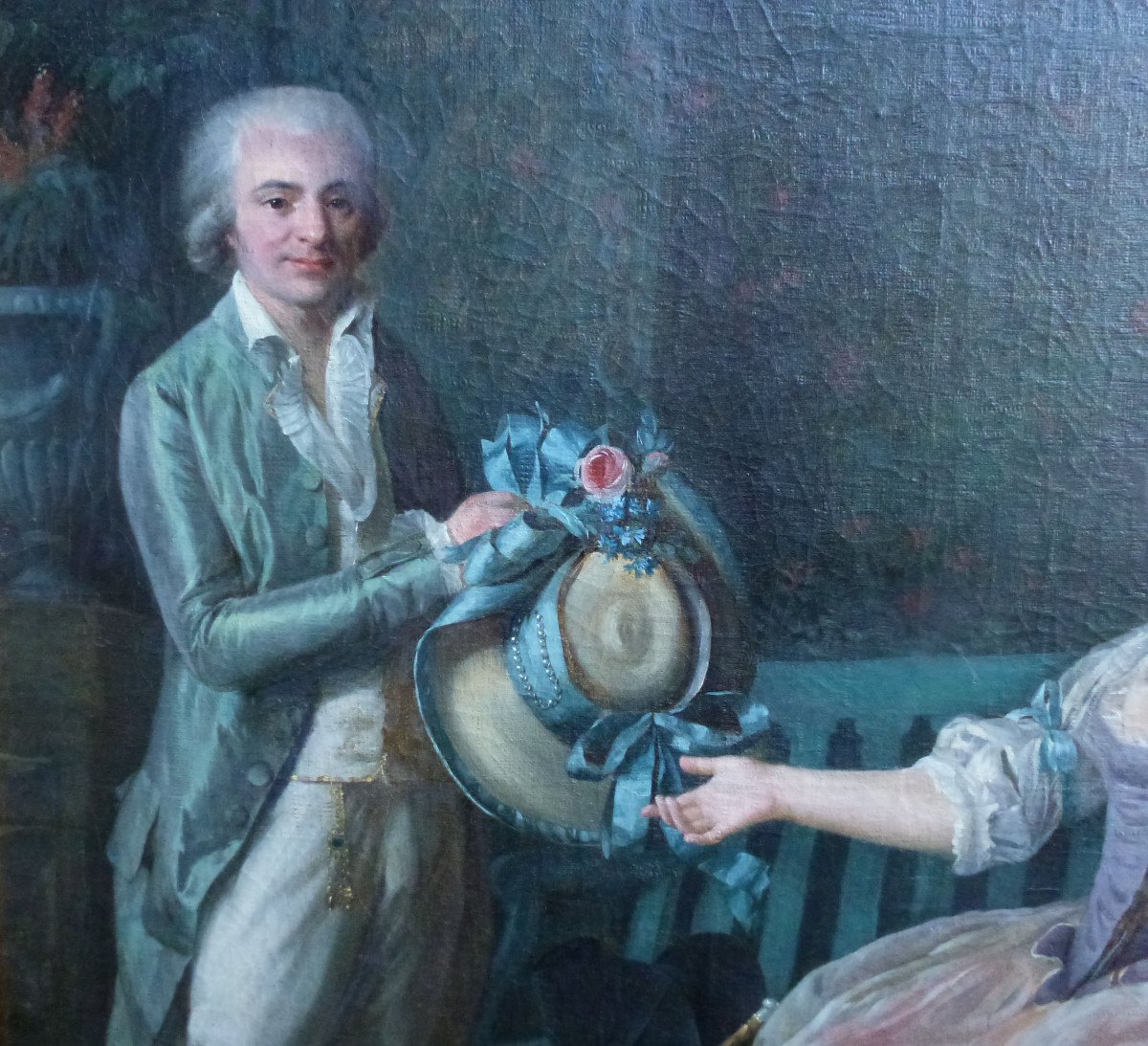 Tableau Portrait Homme Et Femme Epoque Louis XVI Huile/toile Du XVIIIème Siècle-photo-4