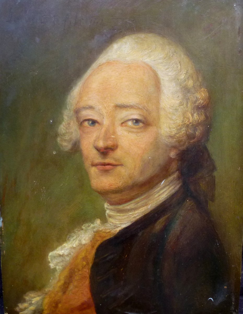 Portrait Of A Man From The Louis XVI Period Oil / Panel From The Eighteenth Century-photo-2