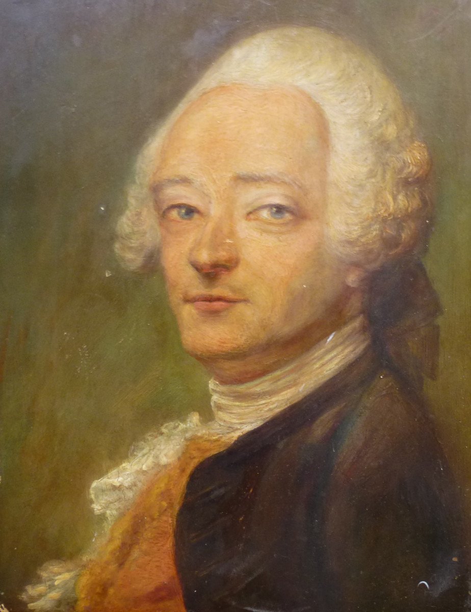 Portrait Of A Man From The Louis XVI Period Oil / Panel From The Eighteenth Century-photo-3
