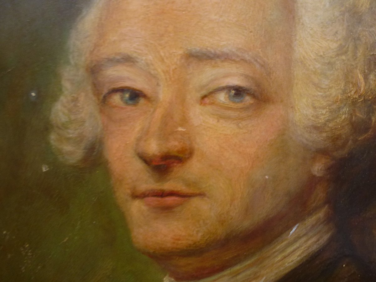 Portrait Of A Man From The Louis XVI Period Oil / Panel From The Eighteenth Century-photo-1