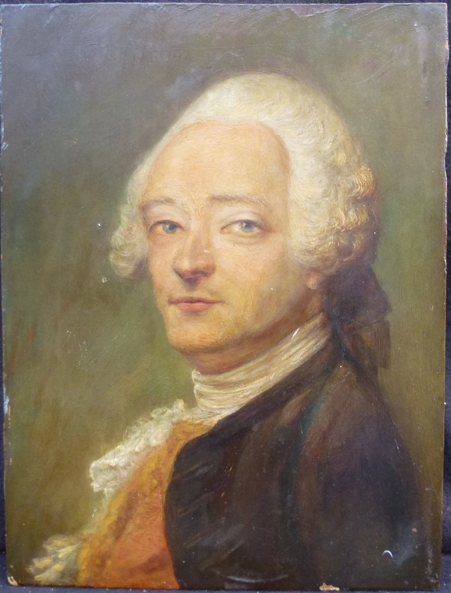 Portrait Of A Man From The Louis XVI Period Oil / Panel From The Eighteenth Century