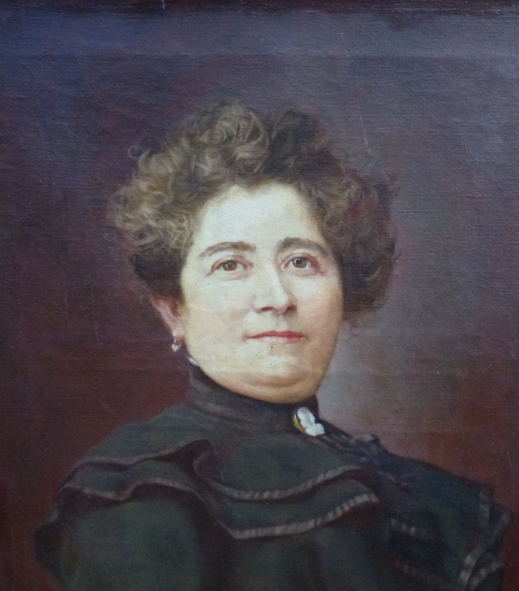 Portrait Of Woman In Camée French School Of The XIXth Century Oil / Canvas-photo-4