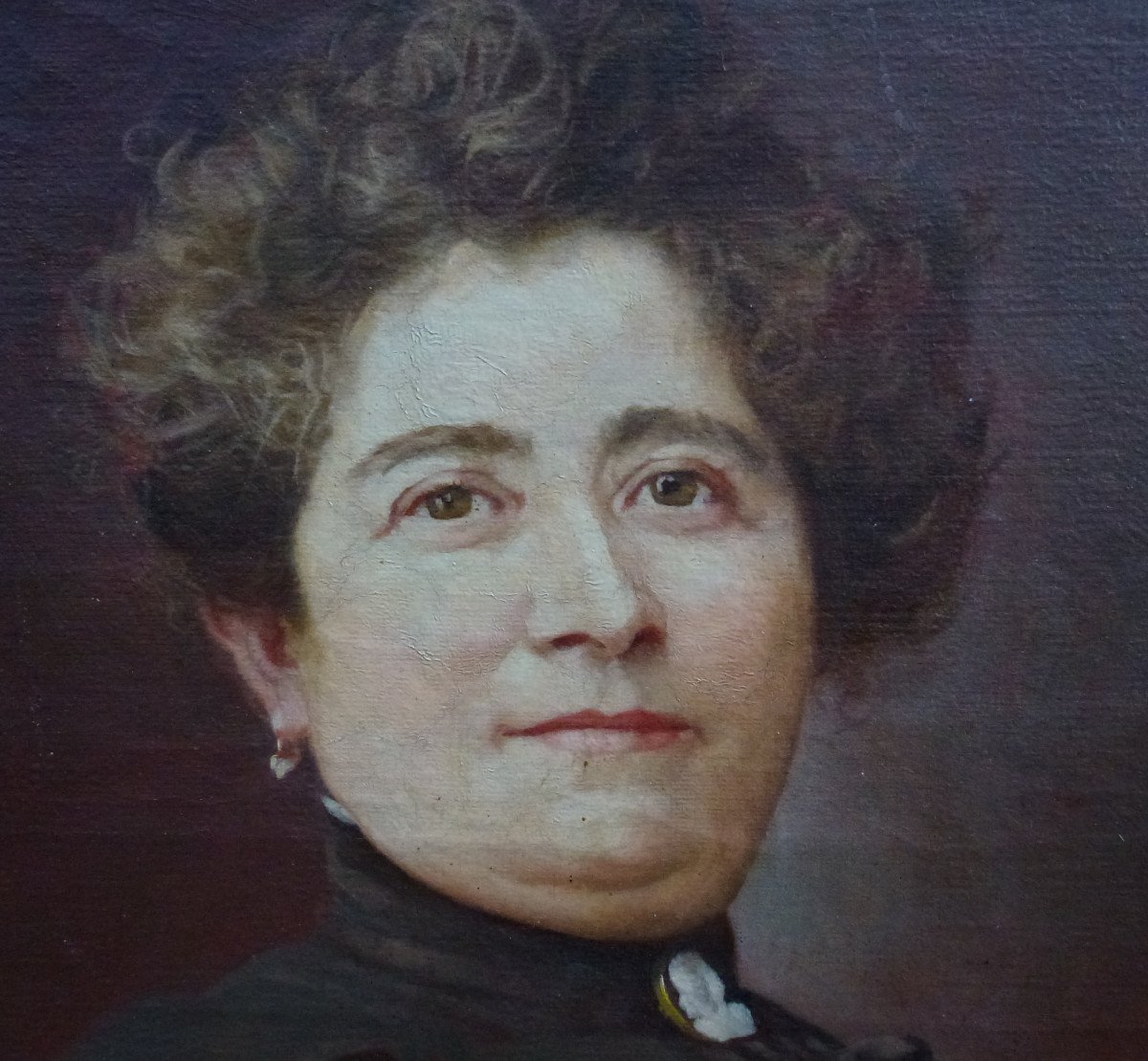 Portrait Of Woman In Camée French School Of The XIXth Century Oil / Canvas-photo-1