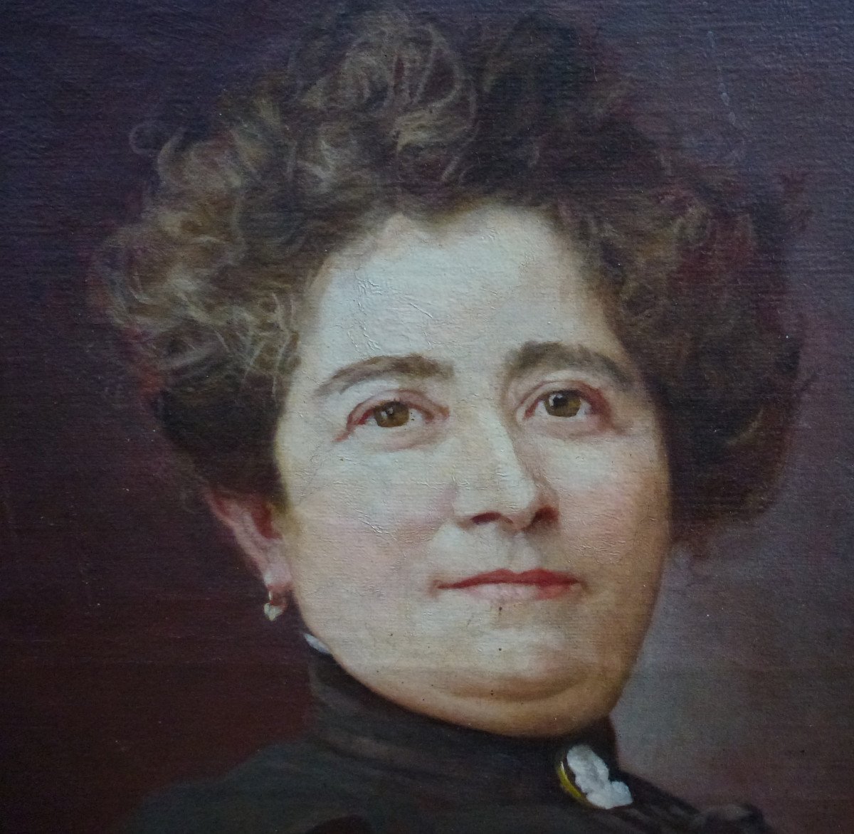 Portrait Of Woman In Camée French School Of The XIXth Century Oil / Canvas-photo-3