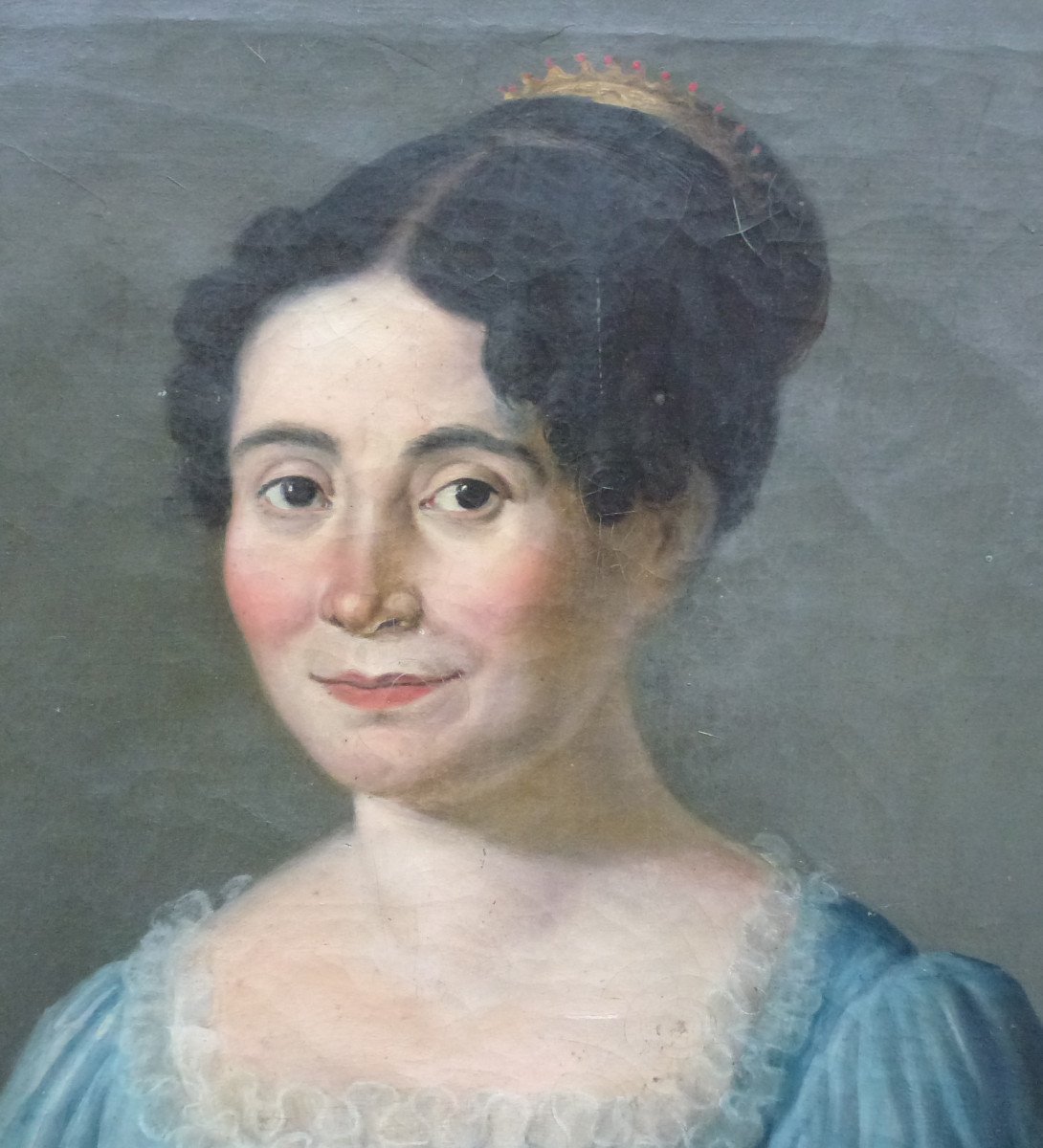 Portrait De Jeune Femme Ecole Française Du XIXème Siècle Huile/toile-photo-3