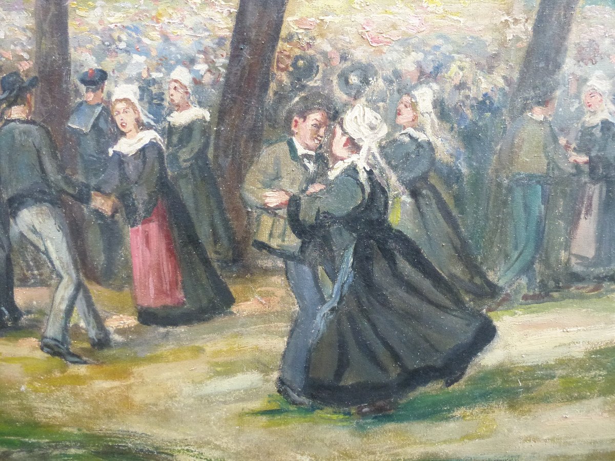 Blanchard Breton Scene Painting Impressionist School Oil / Canvas XXth Signed-photo-4