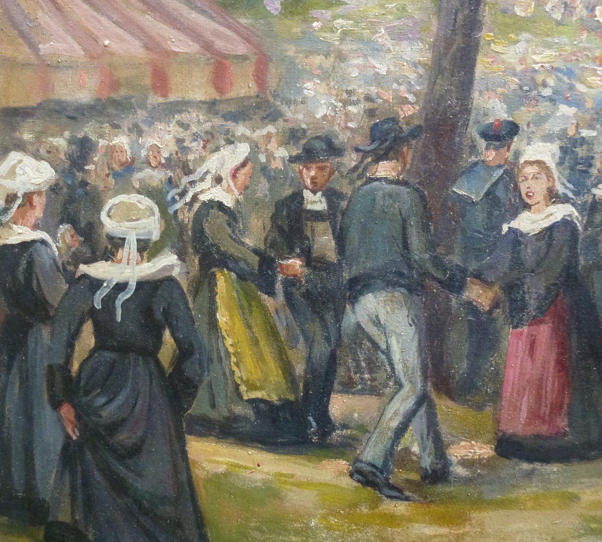 Blanchard Tableau Scène Bretonne Ecole Impressionniste Huile/toile XXème Signée-photo-5