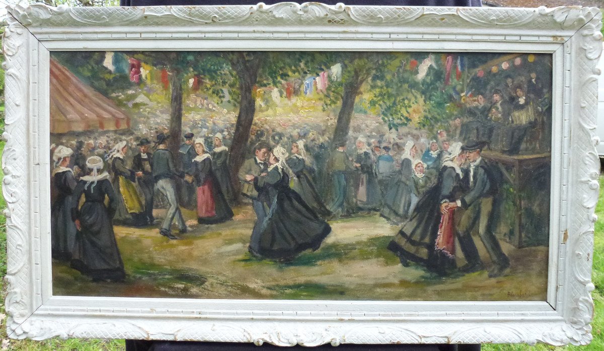 Blanchard Breton Scene Painting Impressionist School Oil / Canvas XXth Signed