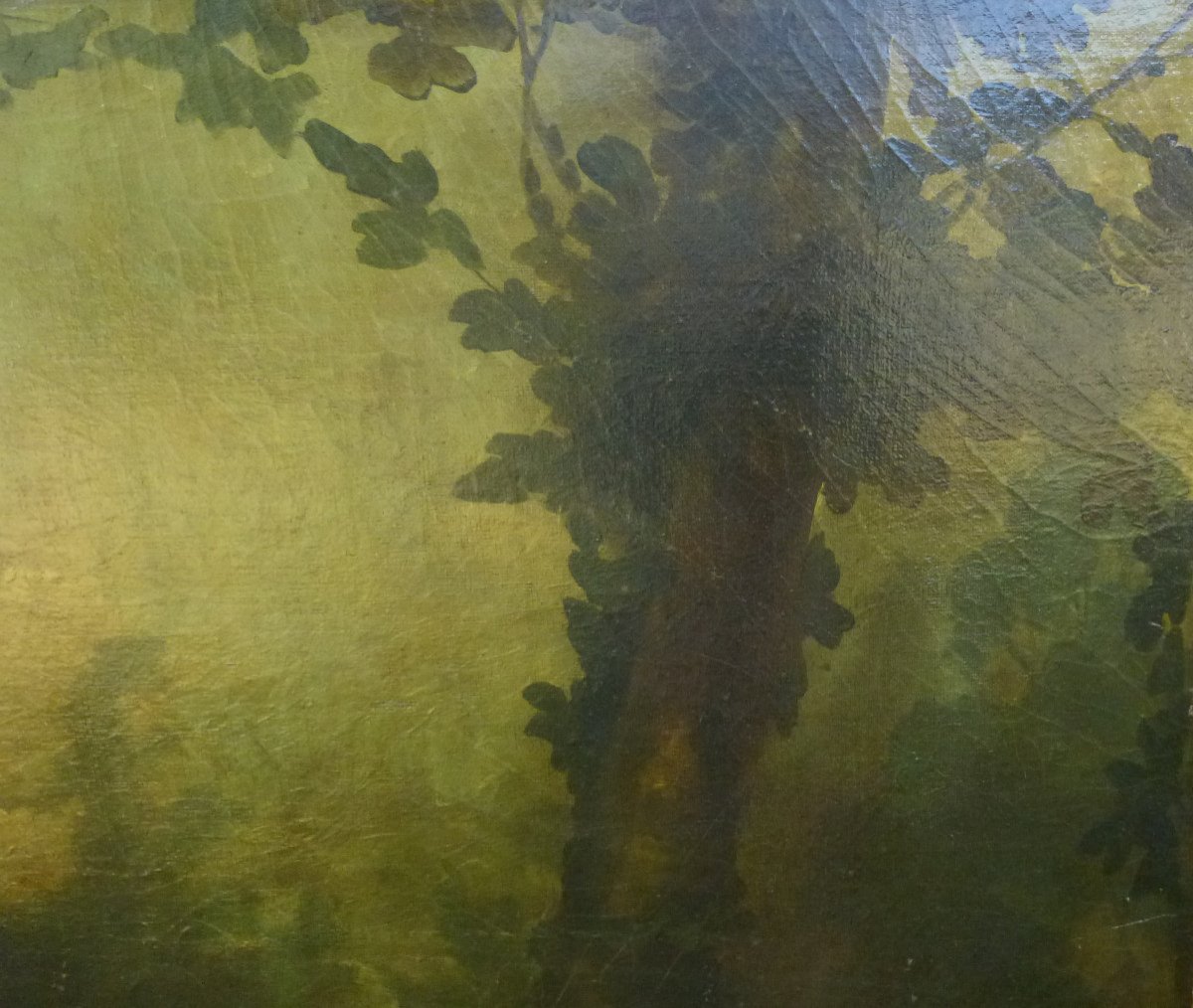 Portrait De Jeune Femme Au Parc Ecole Française Du XIXème Siècle Huile/toile-photo-6