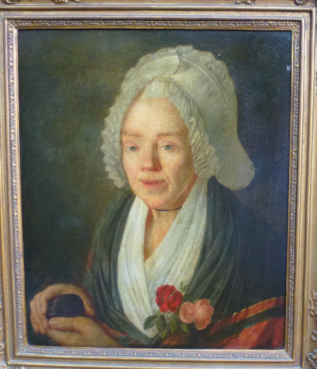 Portrait De Femme Mme Caudron Ecole Française Fin XVIIIème Siècle Huile/toile-photo-3