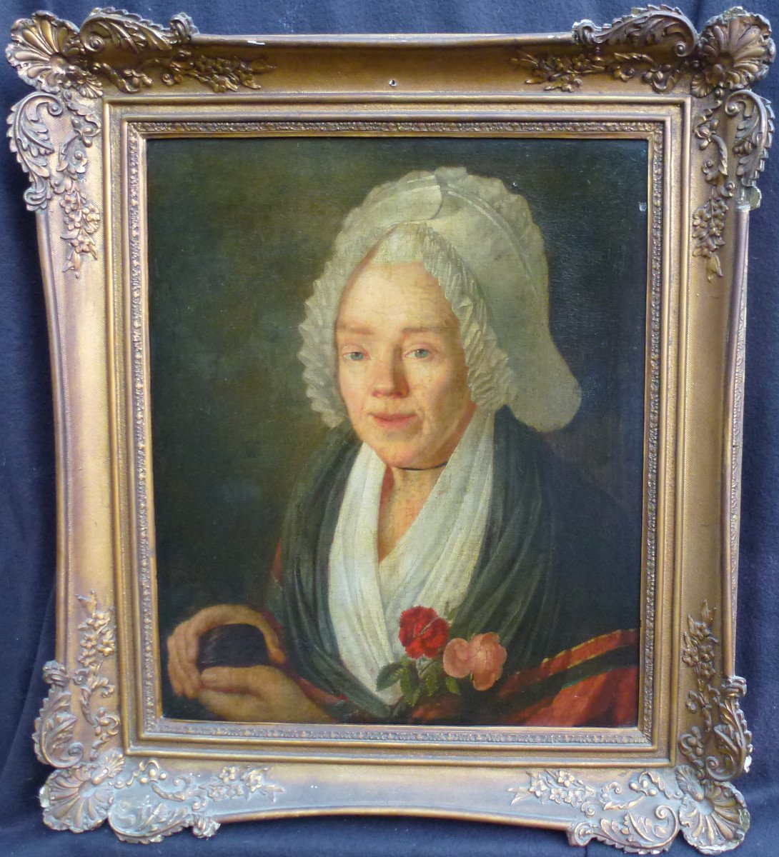 Portrait De Femme Mme Caudron Ecole Française Fin XVIIIème Siècle Huile/toile