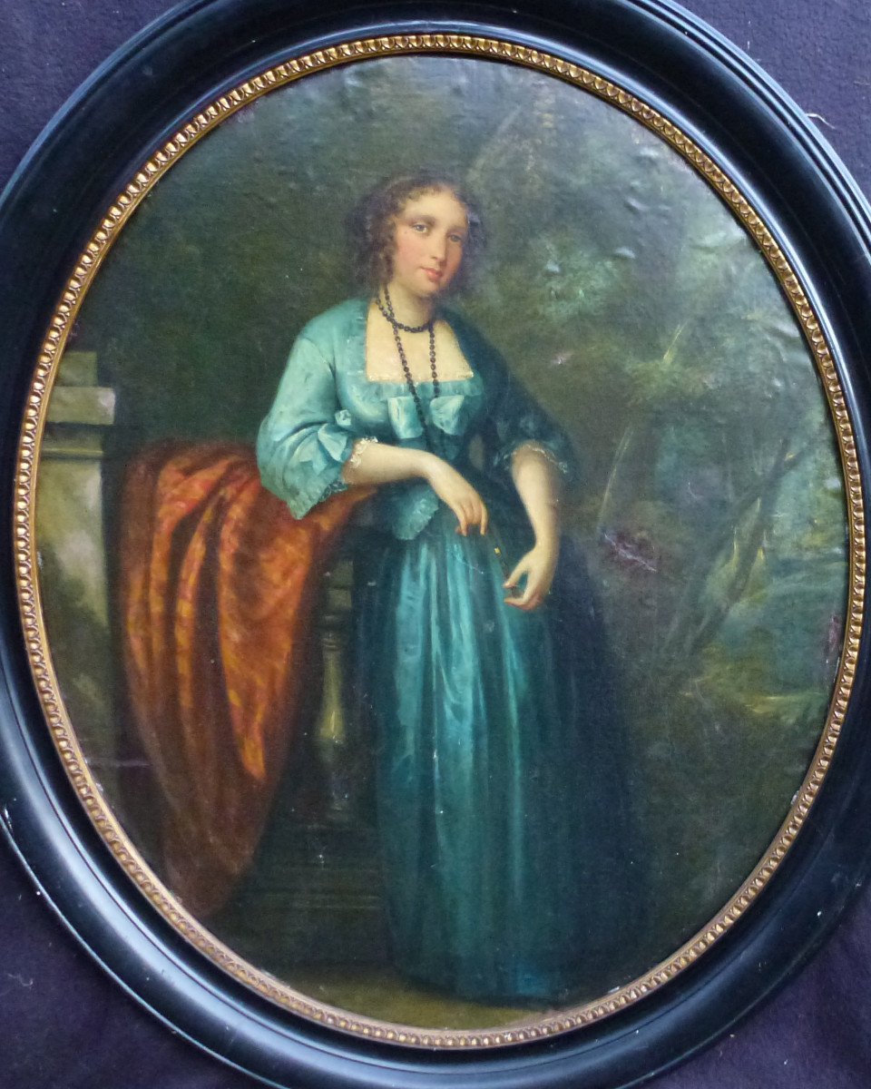 Portrait Of Young Woman In The Park French School Of The Eighteenth Century Oil / Canvas-photo-3