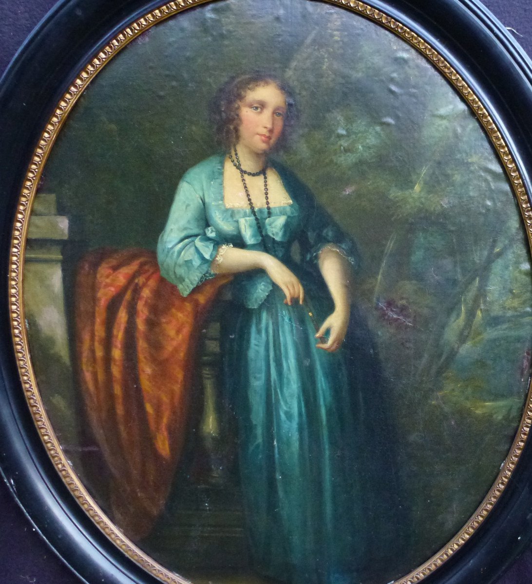 Portrait Of Young Woman In The Park French School Of The Eighteenth Century Oil / Canvas-photo-4