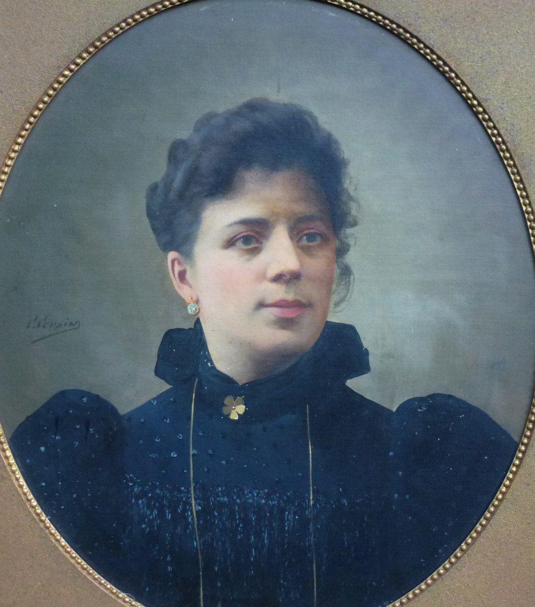 Charles Cousin Portrait De Femme Ecole Française XIXème Siècle Huile/toile Signé-photo-2