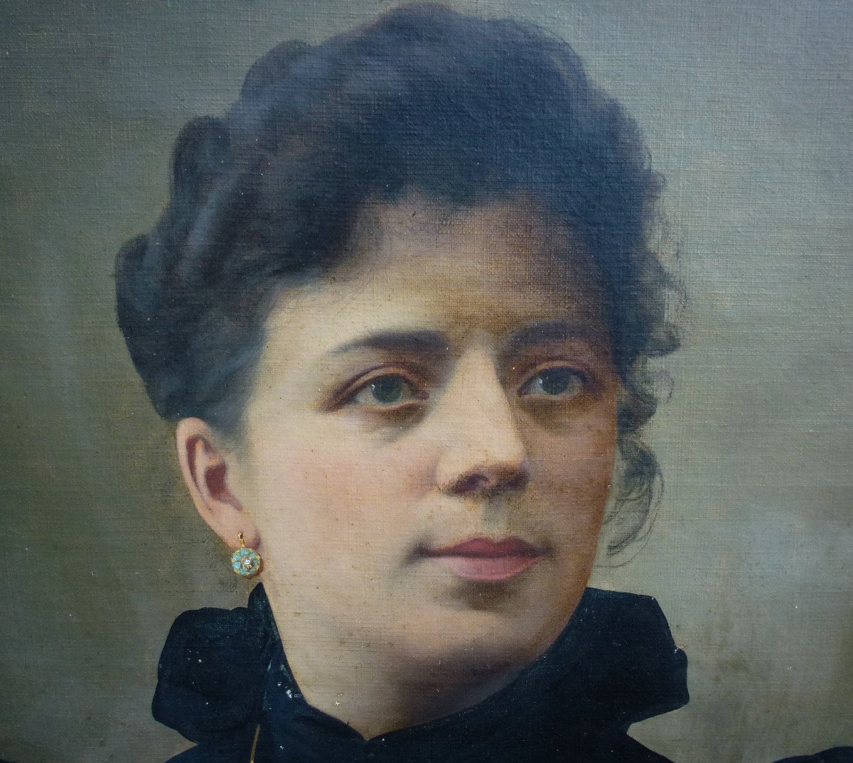 Charles Cousin Portrait De Femme Ecole Française XIXème Siècle Huile/toile Signé-photo-2