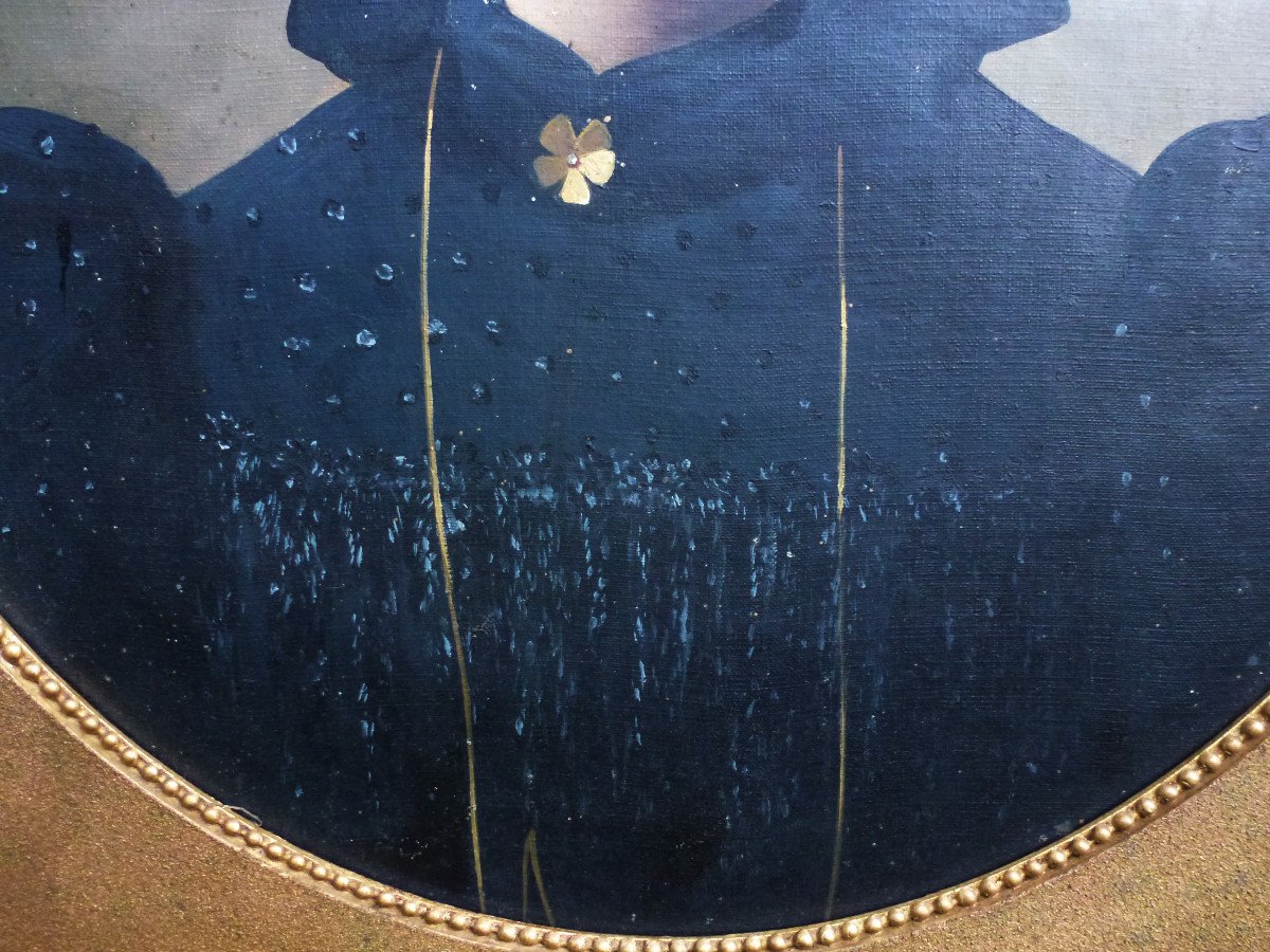 Charles Cousin Portrait De Femme Ecole Française XIXème Siècle Huile/toile Signé-photo-5