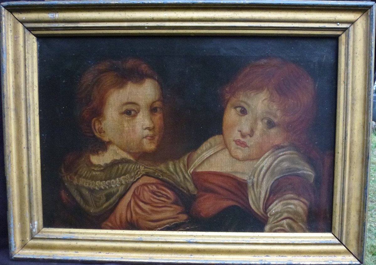 Portrait Of Children French School From The XIXth Century Oil / Canvas-photo-2