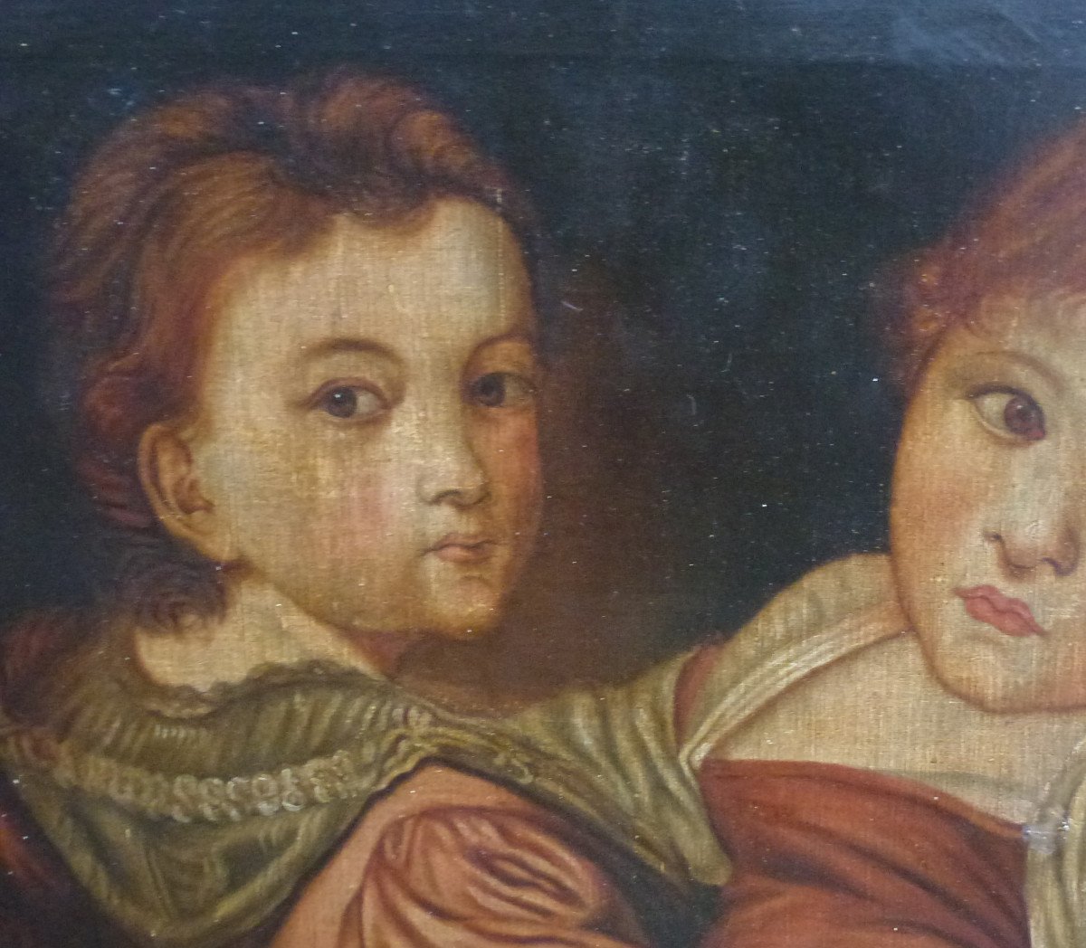 Portrait Of Children French School From The XIXth Century Oil / Canvas-photo-1