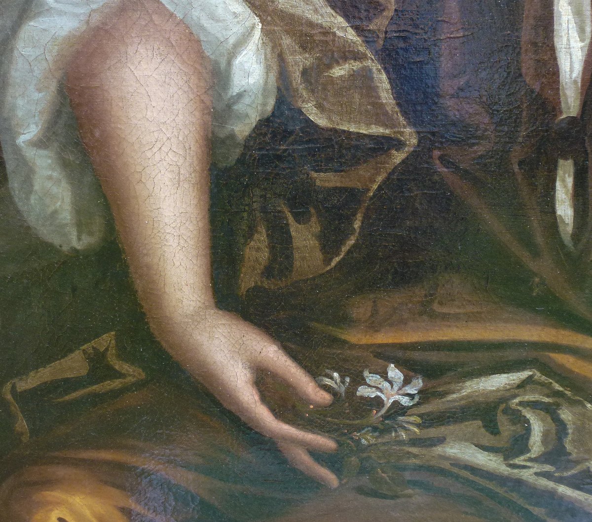 Grand Portrait De Femme Epoque Louis XIV Huile/toile Du XVIIème Siècle-photo-3
