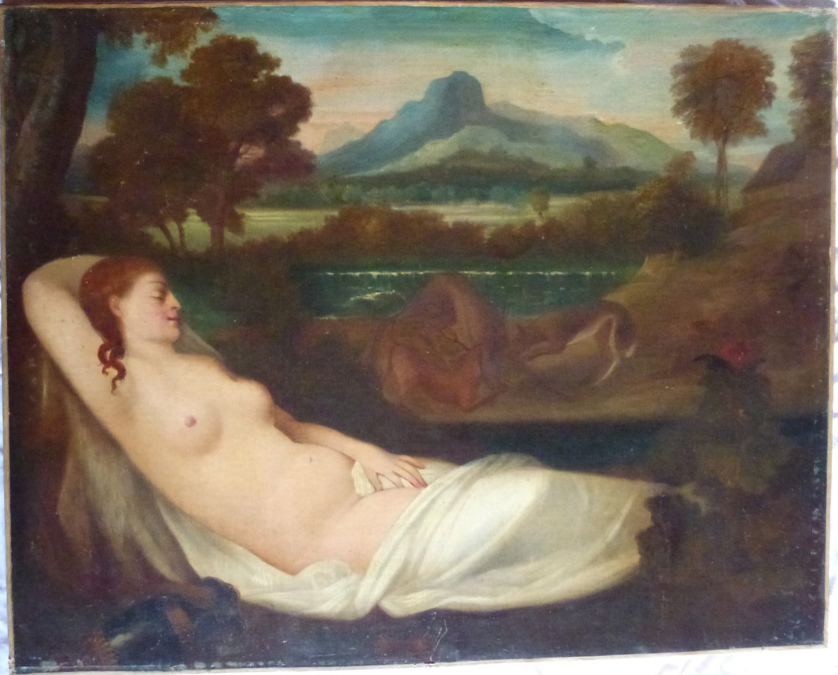 La Vénus De Pardo d'Après Titien Ecole Française Début XIXème Siècle Huile/toile-photo-2